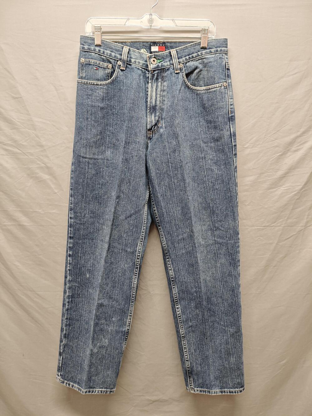 Vintage Tommy Hilfiger Jeans Mens 31x32 Blue Denim Straight Leg Flag Y2K 00s